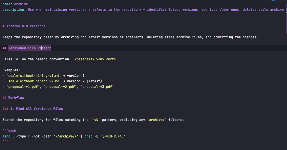 Archive system organising folder versions automatically